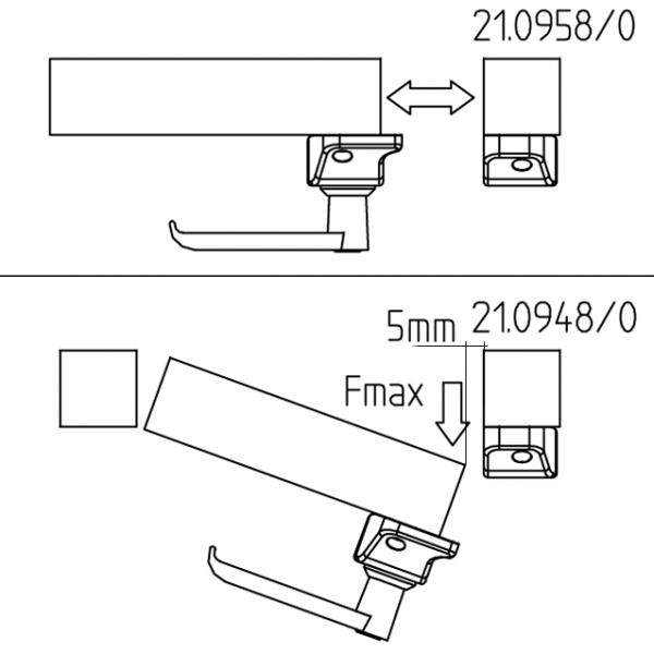ZAPIRALO Z ROČAJEM ZA DRSNA VRATA 45