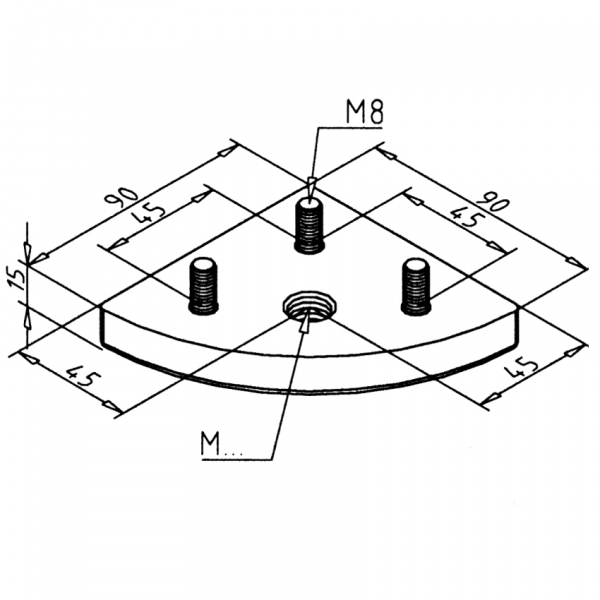 PLOŠČA ZA NOGO 90 R 90° M10