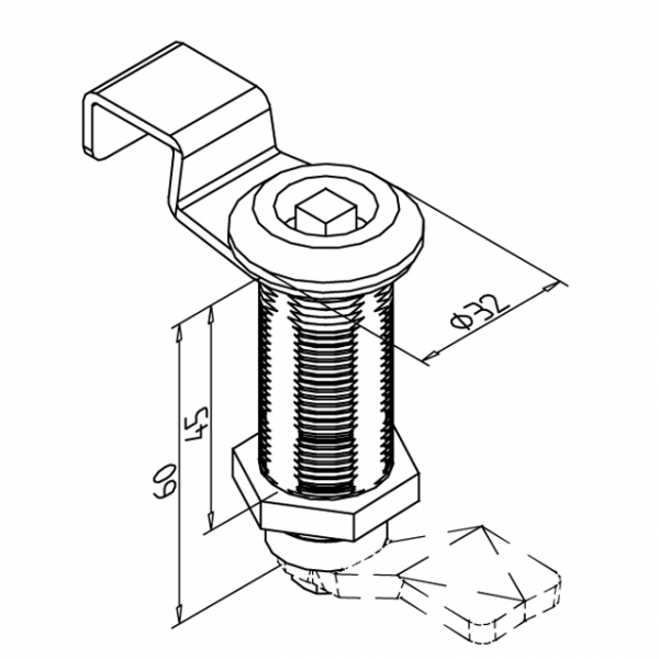 KLJUČAVNICA VZVODNA 45 - 7mm NOTRANJI KVADRAT