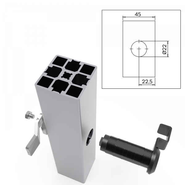 KLJUČAVNICA VZVODNA 45 - 7mm NOTRANJI KVADRAT