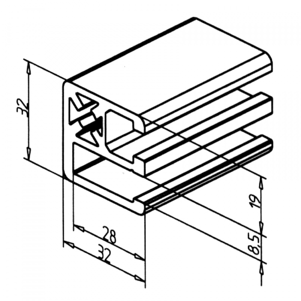 Clamp profile 32 x 32