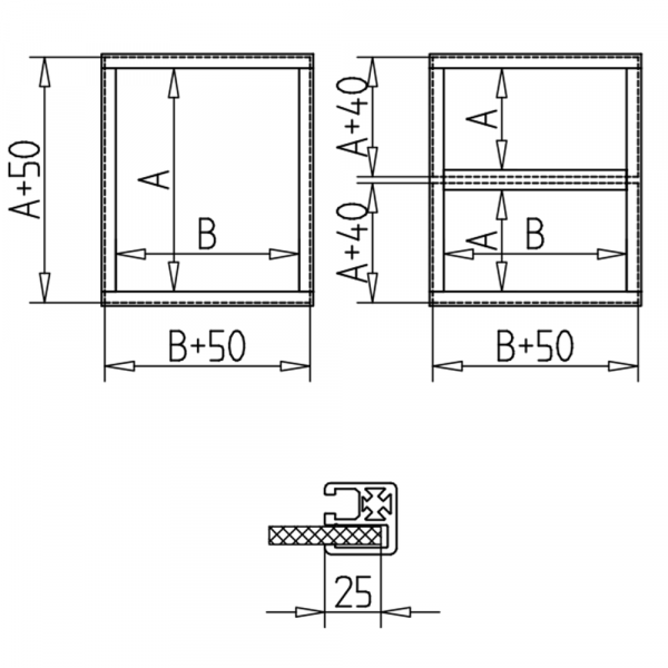 Clamp profile 32 x 32