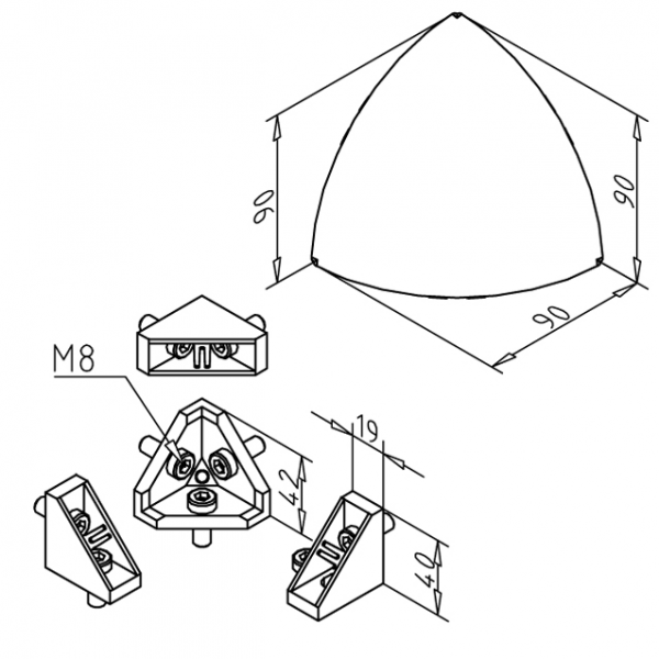 KOTNIK ZA SPOJ 90 R 90°
