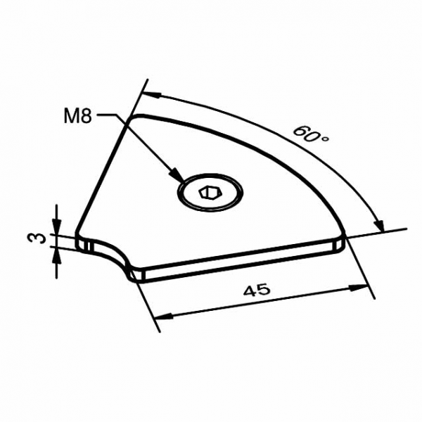 End cap 45 R 60° alu