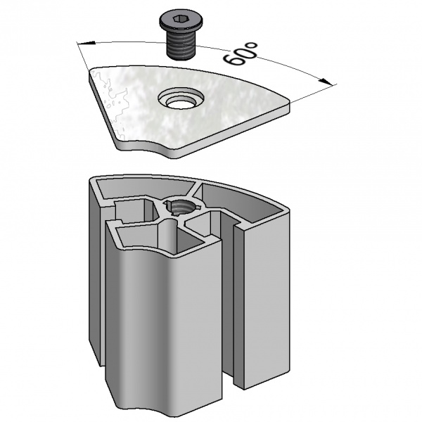 End cap 45 R 60° alu