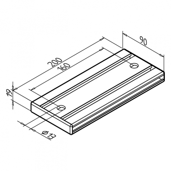 MONTAŽNA PLOŠČA 90X19 ZA NOGO