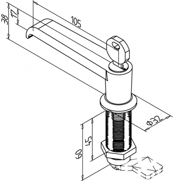 ROČAJ 45 S KLJUČAVNICO (ČRN)