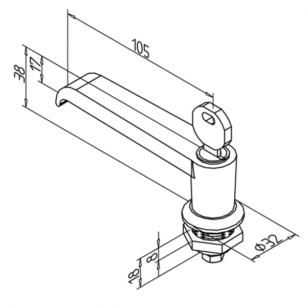 ROČAJ 8 S KLJUČAVNICO (SIV)
