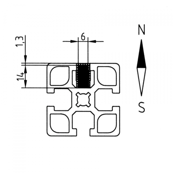 Magnet 6 x 14 x 50 mm