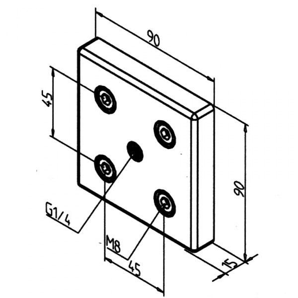 POVEZOVALNA PNEVMATSKA PLOŠČA 90X90 G1/4
