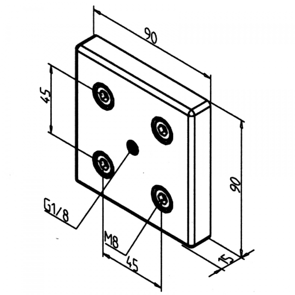 POVEZOVALNA PNEVMATSKA PLOŠČA 90X90 G1/8