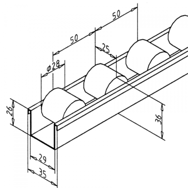 Roller strip with cylindrical rollers