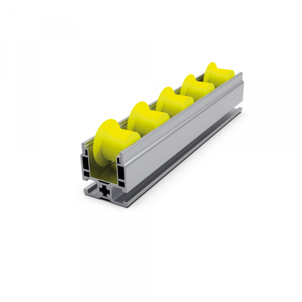 Roller strip with flanged rollers