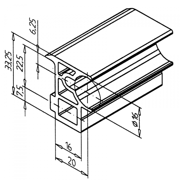 Shaft supporting profile LR 16