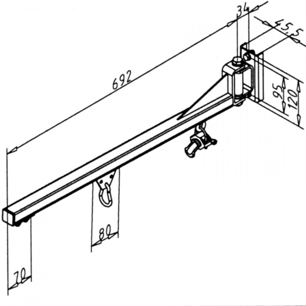 Swivel arm, C-rail 30