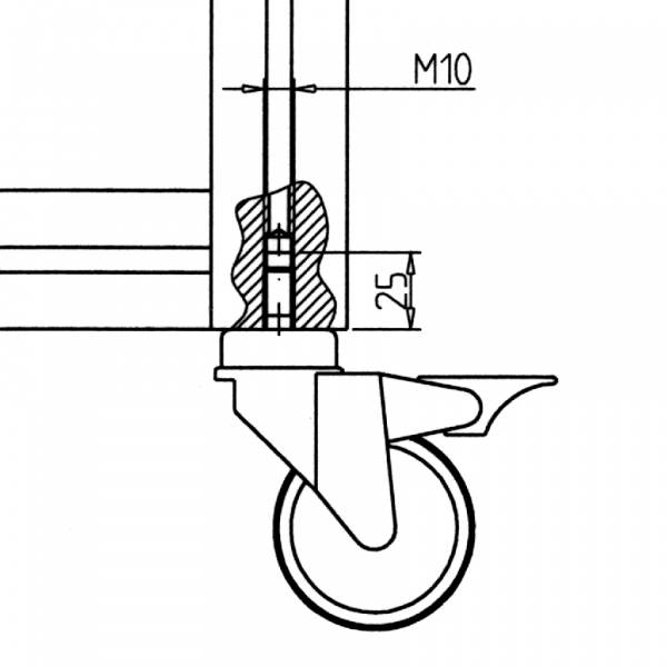 Swivel castor with brake D 75 x 100