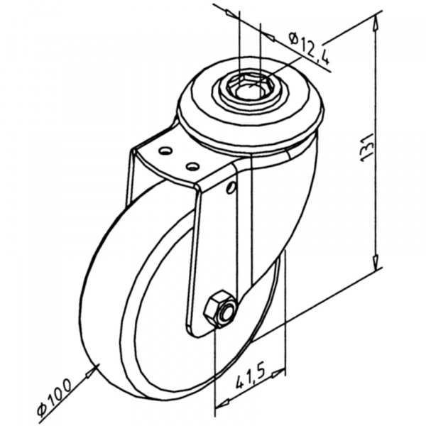 KOLO VRTLJIVO D100X131 BREZ ZAVORE