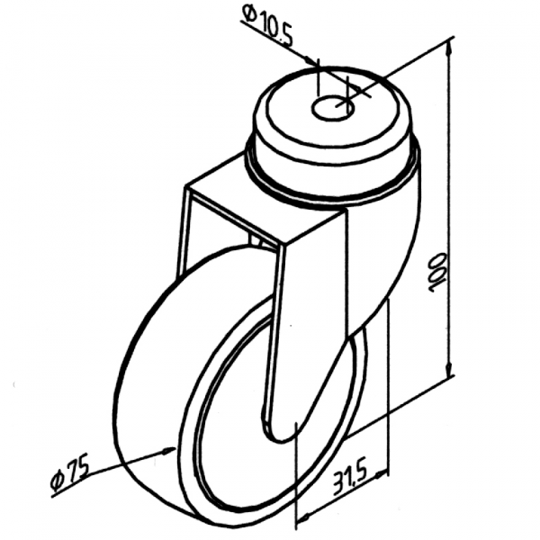 WHEEL SWIVEL TYPE D75X100 WITH OUT BRAKE - ECO