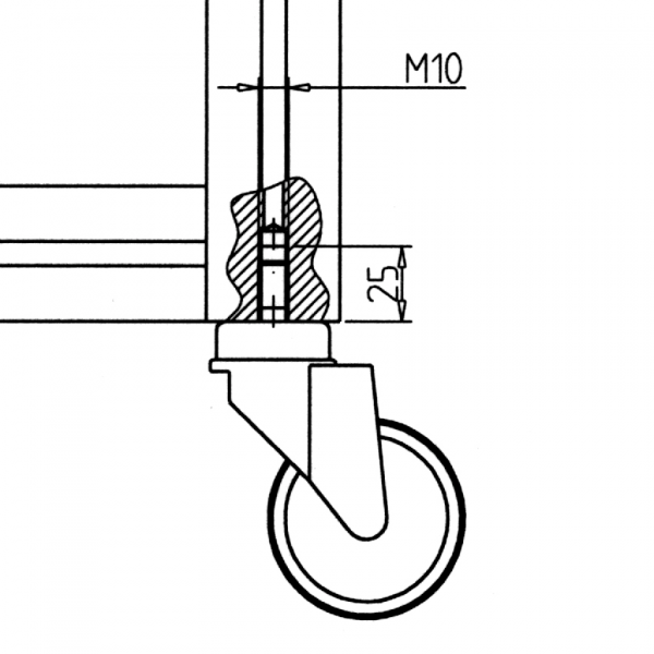 WHEEL SWIVEL TYPE D75X100 WITH OUT BRAKE - ECO