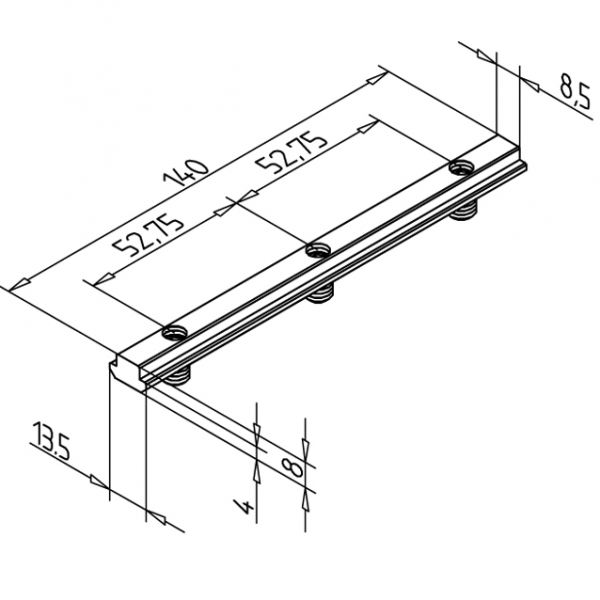 T-slot bar 140 stainless