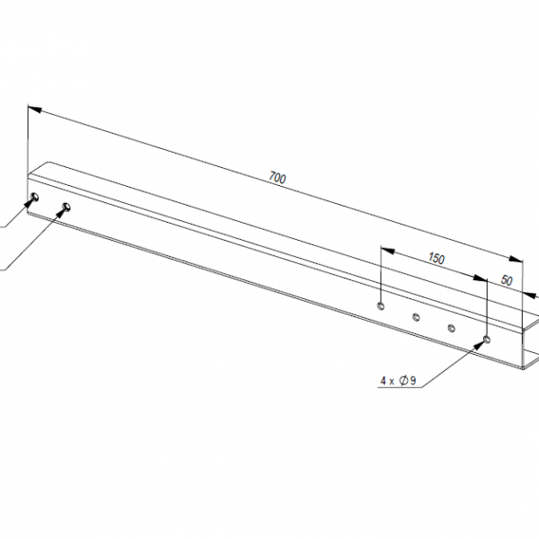 U-PROFILE FOR HEIGHT ADJUSTMENT  L=700mm