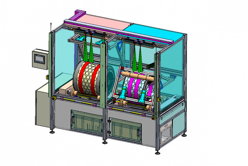 Specialized machine for applying insulation tape to round stainless steel housings