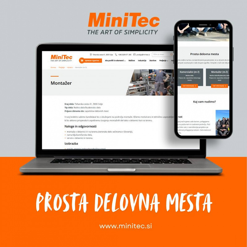 Odprto delovno mesto montažer in komercialist